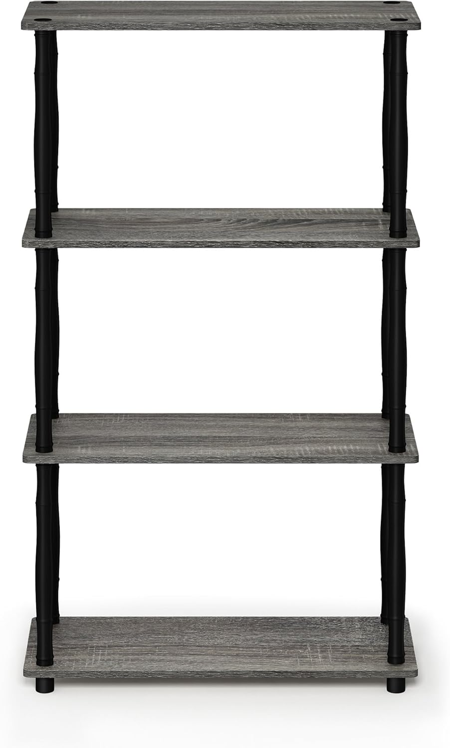 Furinno Turn-N-Tube 4-Tier Multipurpose Shelf Display Rack, Classic Tubes, French Oak Grey/Black
