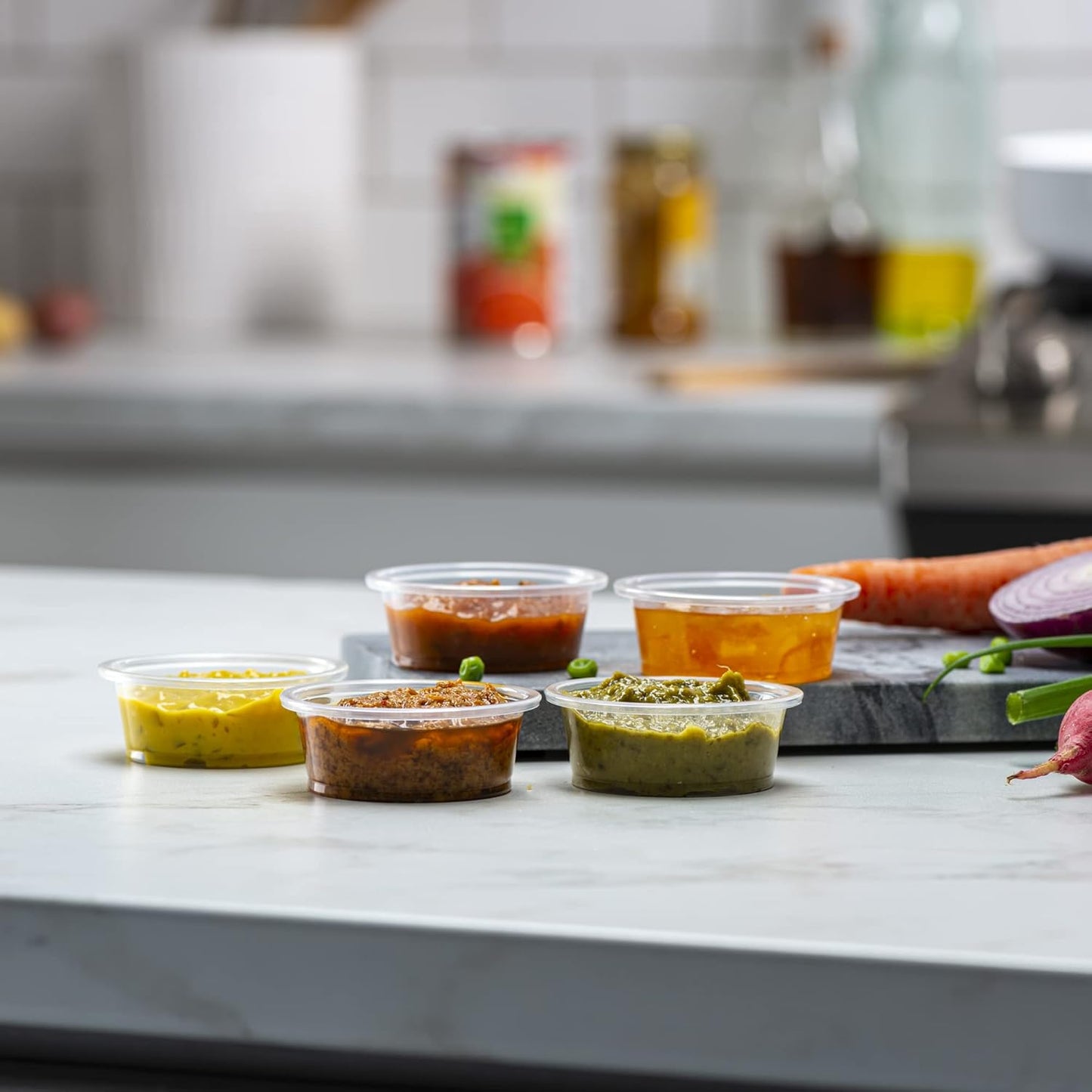 {1.5 oz,200 Cups} Clear Diposable Plastic Portion Cups No Lids, Small Mini Containers For Portion Controll, Jello Shots, Meal Prep, Sauce Cups, Slime, Crafts, Disposable Souffle Cups & Much more