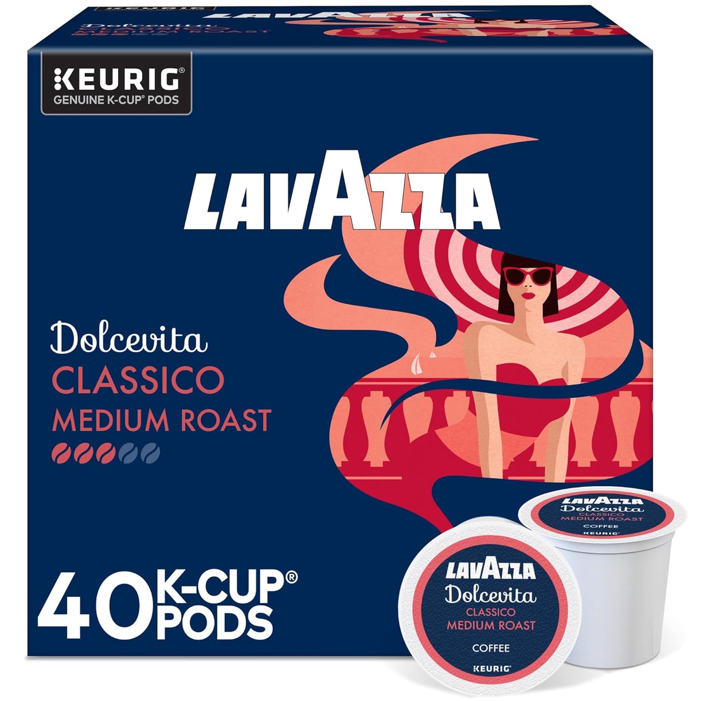 Lavazza Dolcevita Classico, Single-Serve Keurig K-Cup Pods, Medium Roast Coffee, 40-Count Box