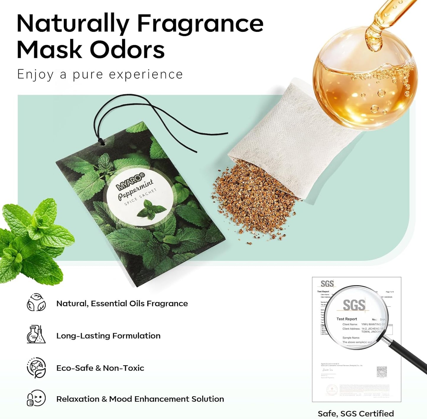 MYARO 12 Packs Peppermint Potpourri Bags Sachets for Drawer and Closet, Long-Lasting Drawer Car Air Fresheners Closet Odor Eliminating Home Fragrance