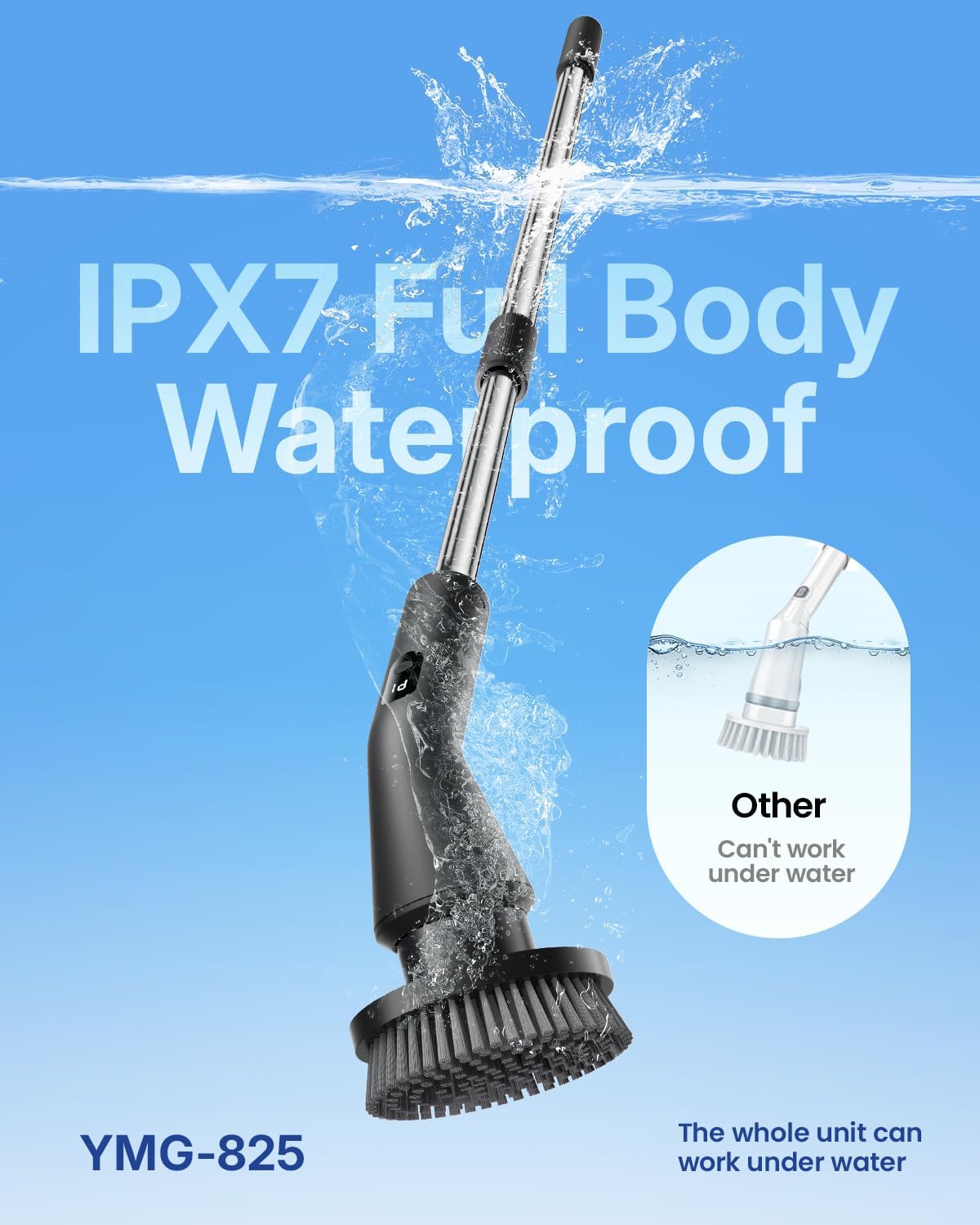 Leebein Electric Spin Scrubber, 2025 New Cordless Cleaning Brush Bathroom Scrubber, IPX7 Waterproof Shower Scrubber with 7 Brush Heads, Extendable Long Handle and 2 Speeds Scrubber for Bathtub Floor