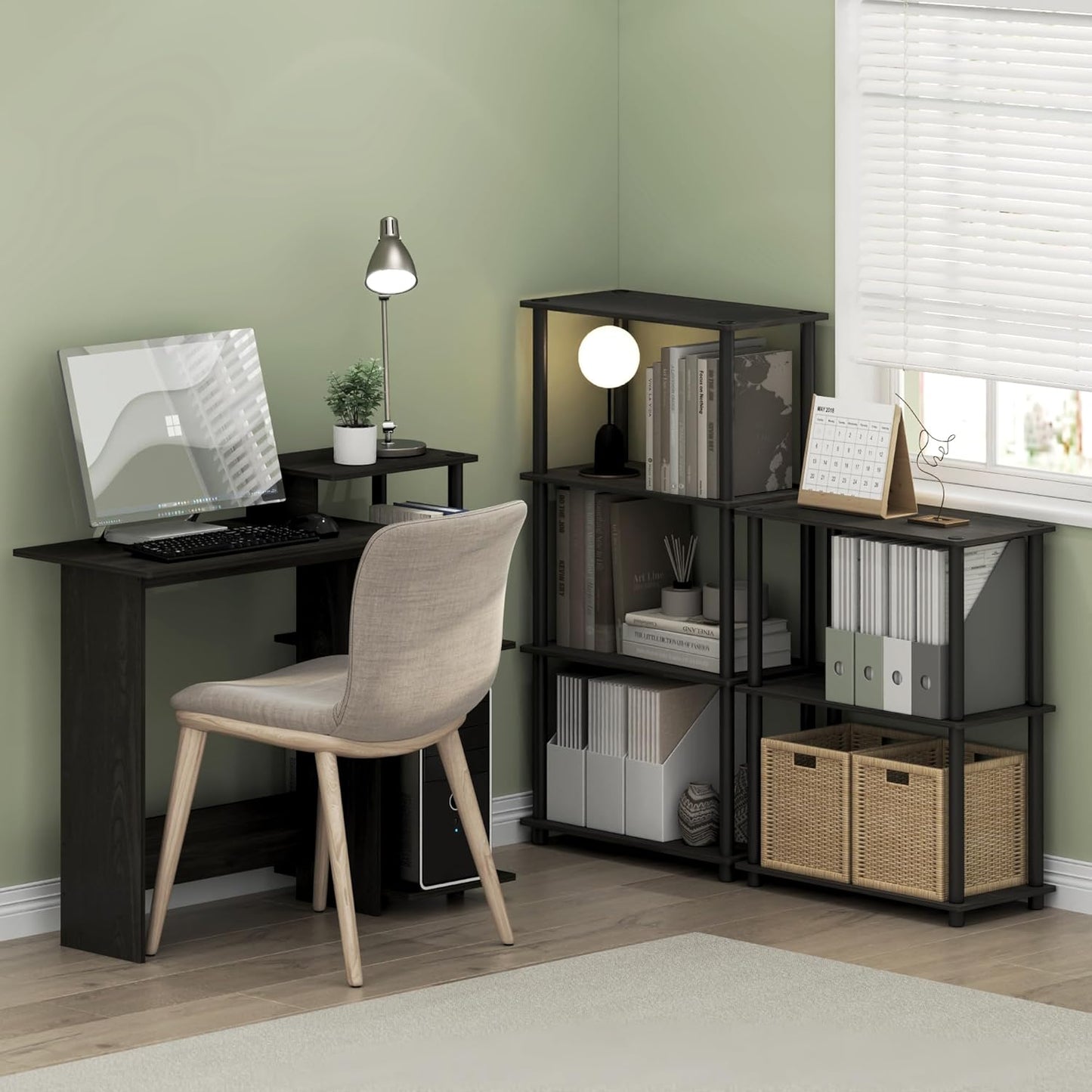 Furinno (99557EX/BK) Turn-N-Tube 4-Tier Multipurpose Shelf Display Rack - Espresso/Black