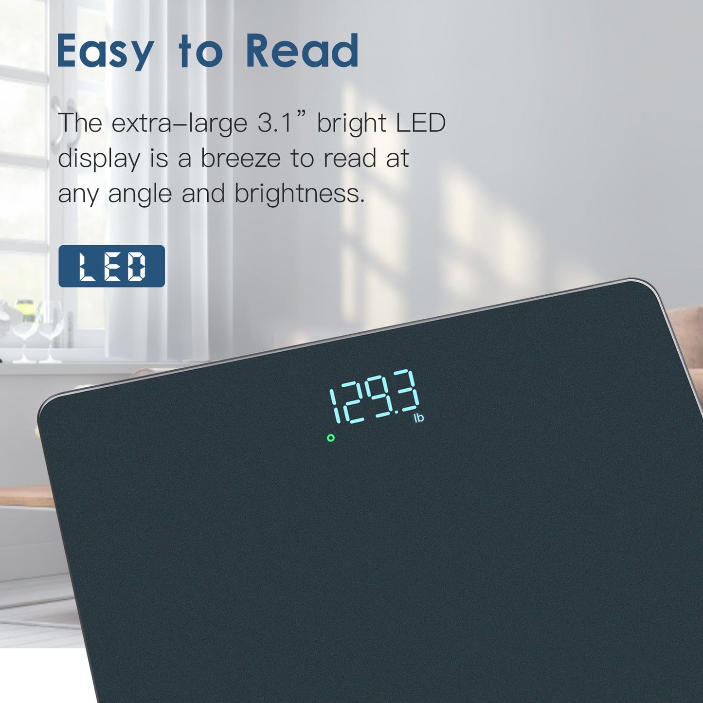 Homebuds Digital Bathroom Scale for Body Weight, Weighing Professional Since 2001, Crystal Clear LED and Step-on, Batteries Included, 400lb/180kg, Blue