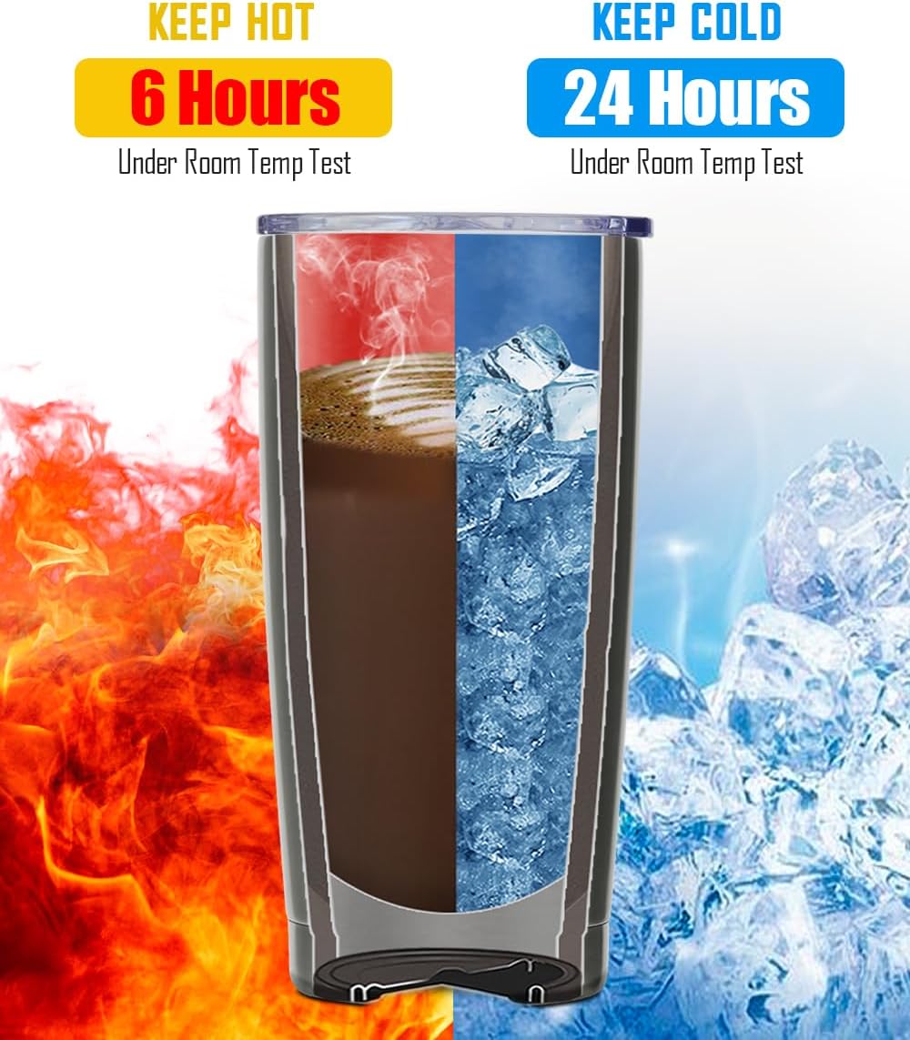 SUNWILL Travel Coffee Tumbler 20 oz, Insulated Mug with Lid, Stainless Steel Cup for Hot and Cold Drinks, Powder Coated Orange