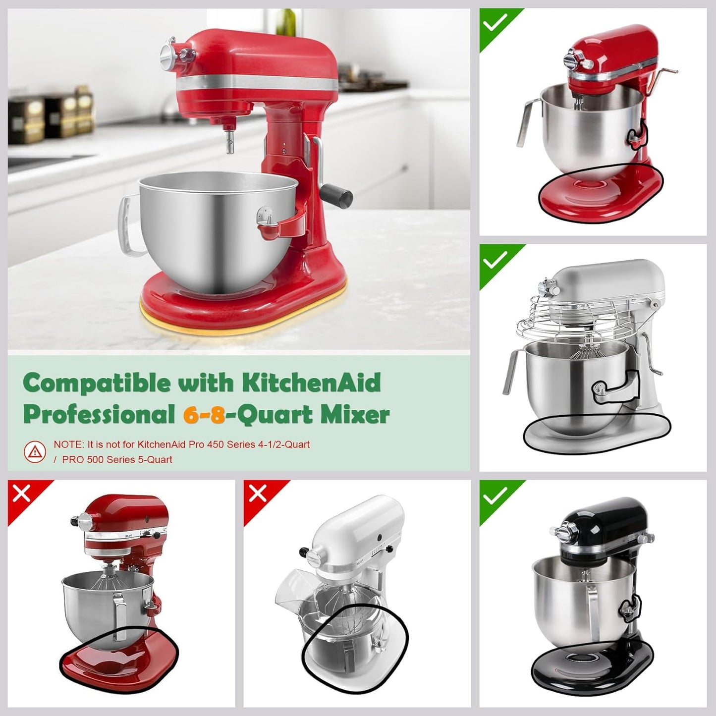 Bamboo Mixer Slider Compatible with Kitchen aid Bowl Lift 5-8 Qt Stand Mixer - Kitchen Countertop Storage Mover Sliding Caddy for Kitchen Aid 5-8 Qt Mixer (5.5-8 Qt with Foot Slot - Natural)