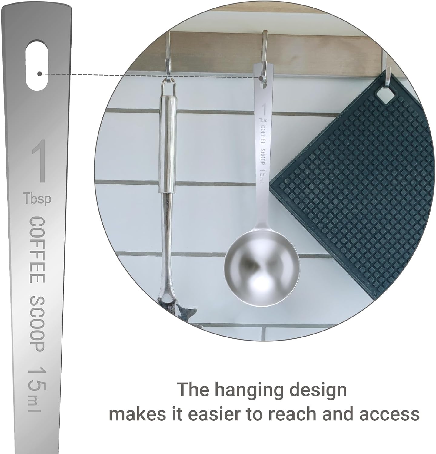 4Pcs Coffee Scoop Spoon - 1 Tablespoon 15ML Stainless Steel Long Handle Measuring Spoons for Ground Coffee, Loose Tea and Powder