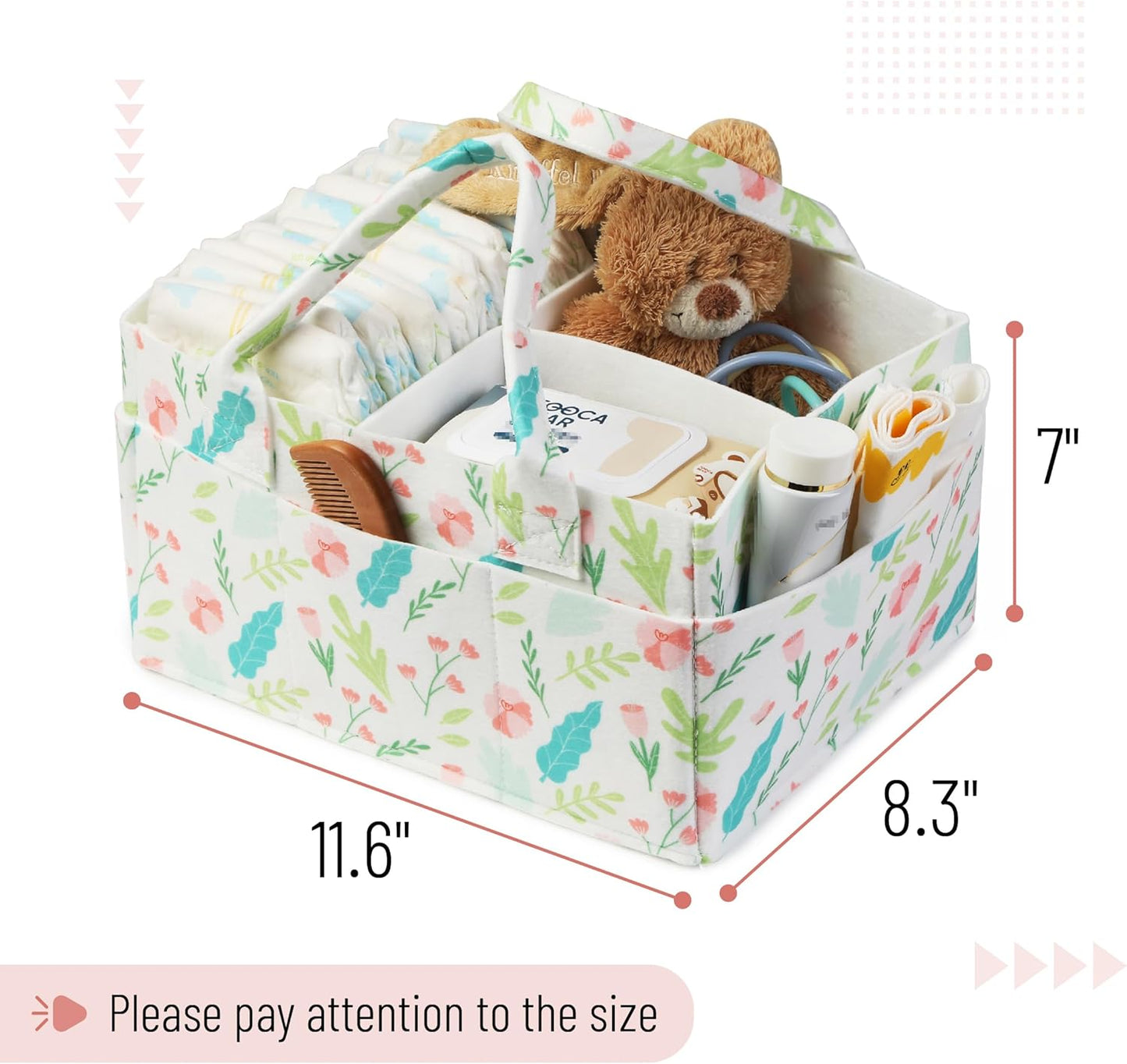 Mr. Pen- Baby Diaper Caddy Organizer, Blooming Palette, Diaper Organizer, Car Diaper Caddy
