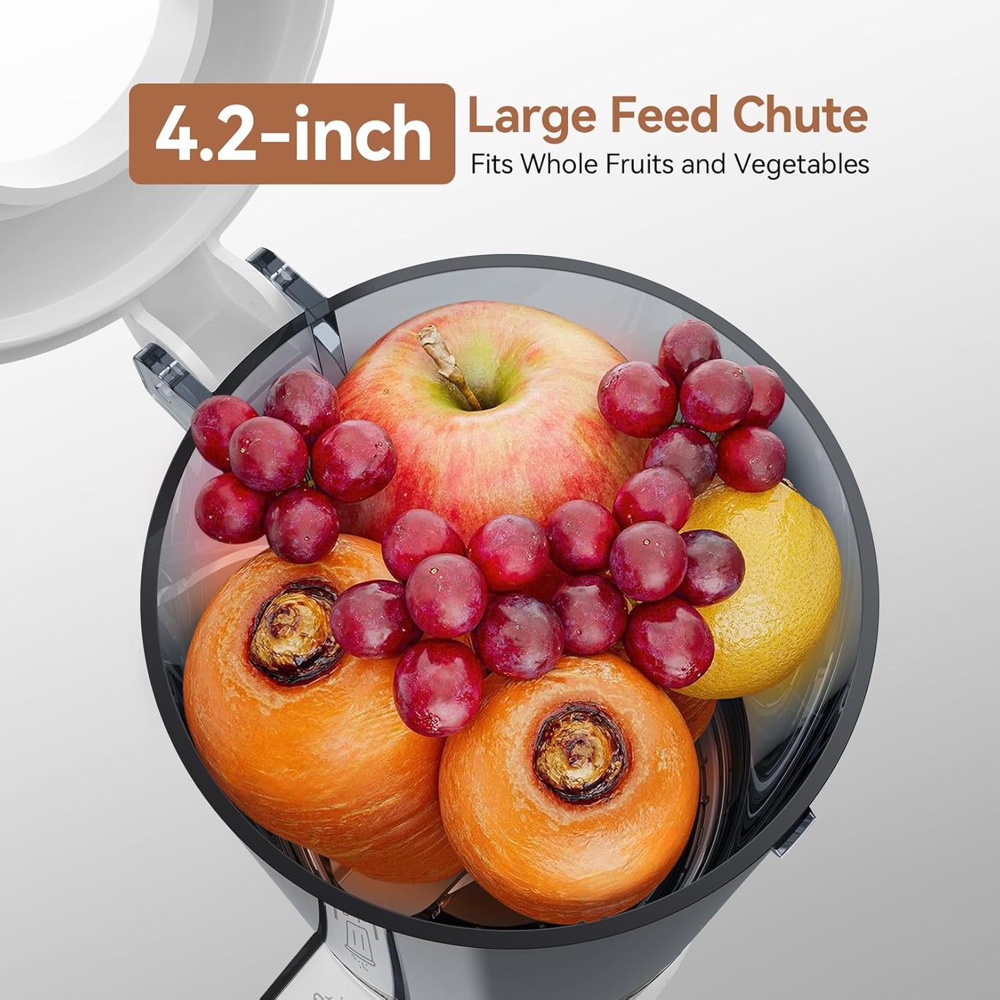 Slow Cold Press Juicer Attachment for KitchenAid Stand Mixer, 4.2" Large Feed Chute Fit Whole Vegetables & Fruits, Masticating Juicer Attachment for KitchenAid, Easy to Clean