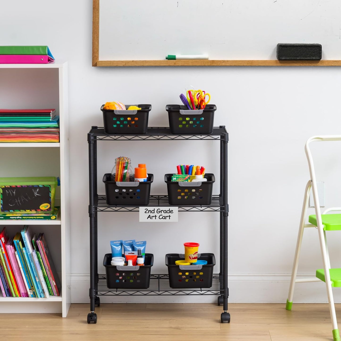 IRIS USA Plastic Basket, 12-Pack, Small, Shelves Storage Basket for Organizing Pantry, Cabinet, Bedroom, Closet, Laundry Room, Office, Black