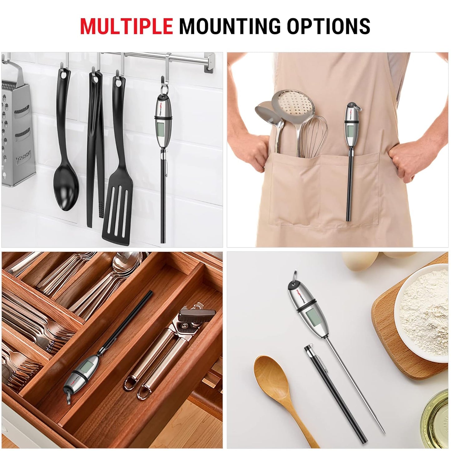 ThermoPro TP02S Digital Food Thermometer for Cooking Bread Baking Sourdough Liquids, Meat Thermometer Digital with Super Long Probe for Grill Kitchen BBQ Oil Milk Yogurt Candy Making Accessory