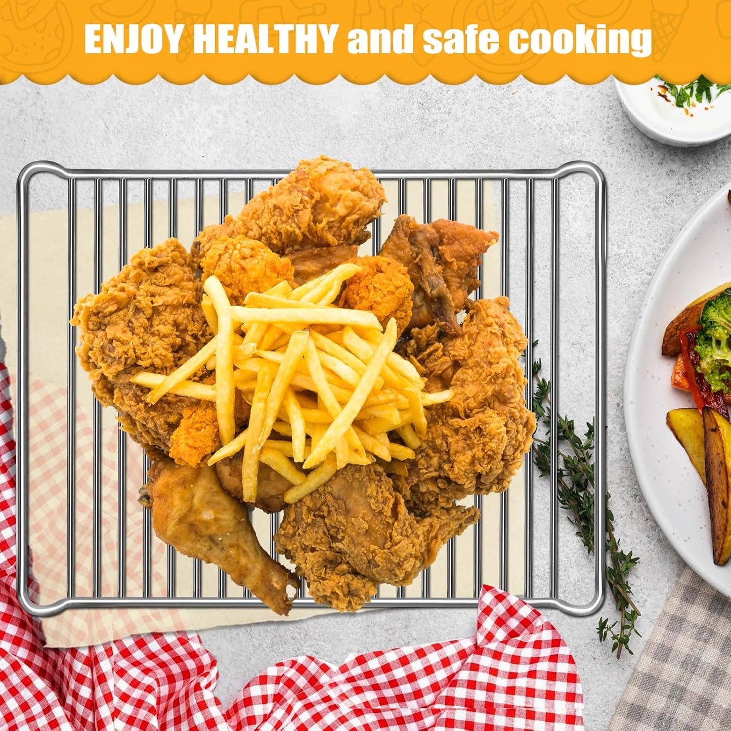 Smart Oven Rack for Breville Oven BOV900BSS, 16.5''*12.2'' Stainless Steel Air Fryer Accessories Replacement Parts Grill Rack Baking Tray，Dishwasher safe