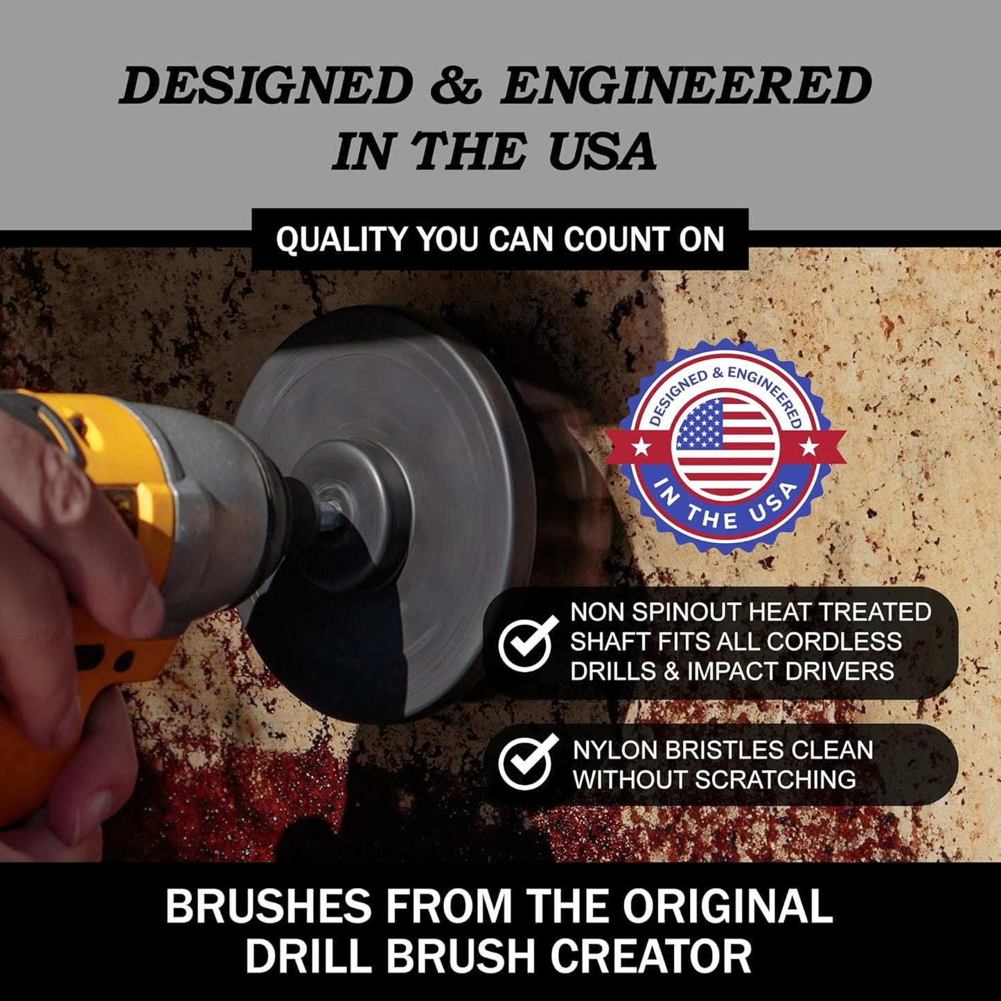 Cleaning Accessories Industrial Brushes - Baked on Food, Electric Smoker, Drill Brush Attachments for Stain and Rust Remover - BBQ Cleaning Kit Water Calcium Mineral | Electric Grill Brush for Drill