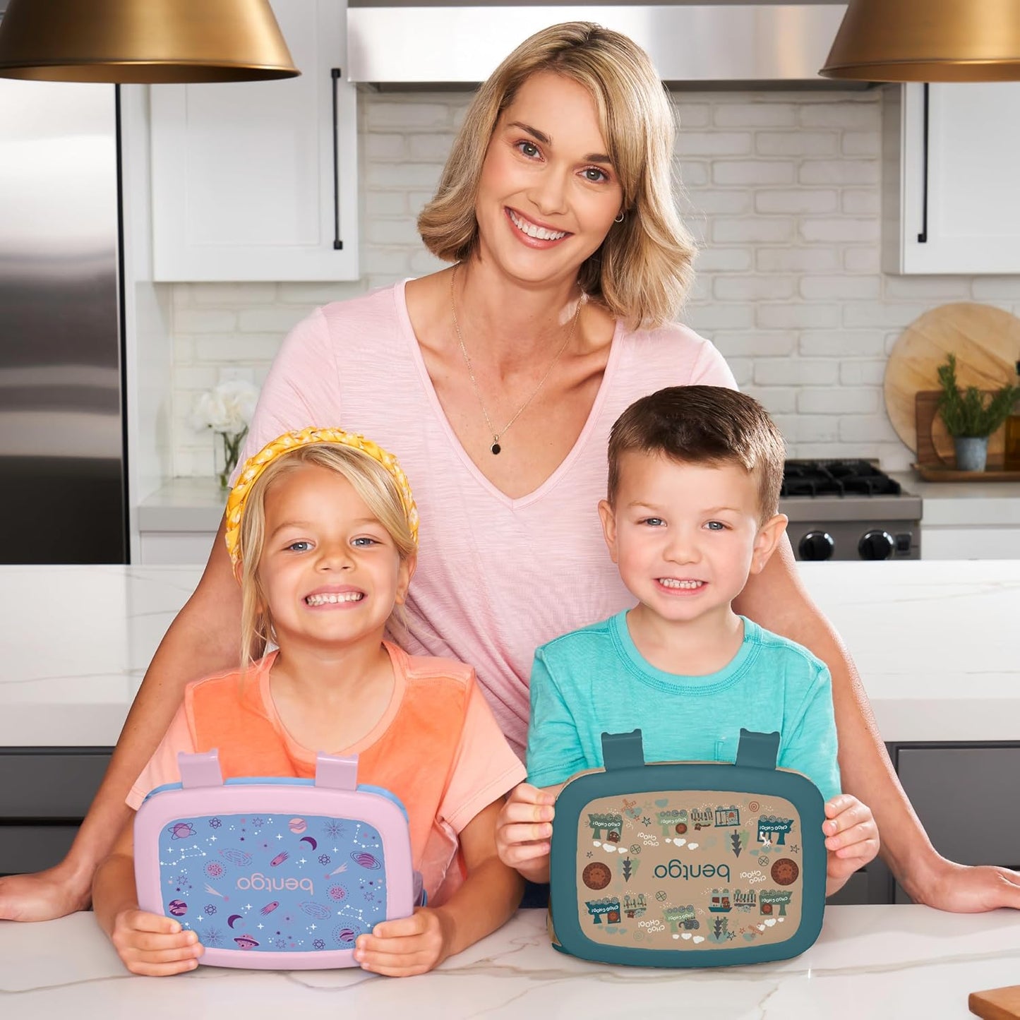 Bentgo Kids Prints Leak-Proof, 5-Compartment Bento-Style Kids Lunch Box - Ideal Portion Sizes for Ages 3-7, Durable, Drop-Proof, Dishwasher Safe, & PFAS & BPA-Free Materials (Lavender Galaxy)