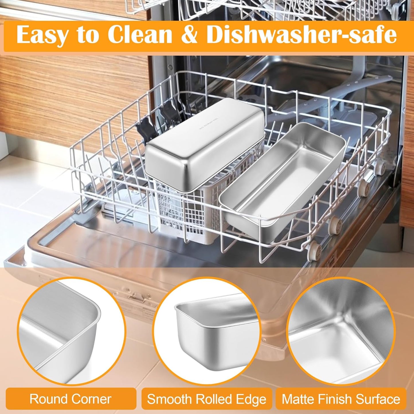 E-far Loaf Pan for Homemade Bread-2 Pack, 12” x 5” Large Stainless Steel Loaf Pans, Long Metal Bread Baking Mold for Banana Cake Meatloaf Sourdough Lasagna, Nontoxic & Dishwasher Safe