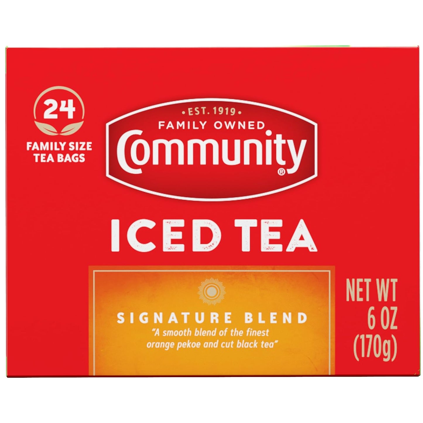 Community Coffee Signature Iced Tea, 24 Family Size Tea Bags, 24 Count Box (Pack of 1)