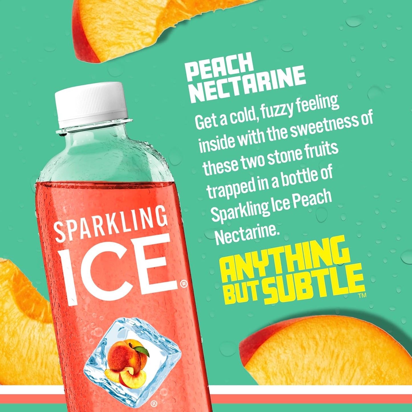 Sparkling Ice, Peach Nectarine Sparkling Water, Zero Sugar Flavored Water, with Vitamins and Antioxidants, Low Calorie Beverage, 17 fl oz Bottles (Pack of 12)