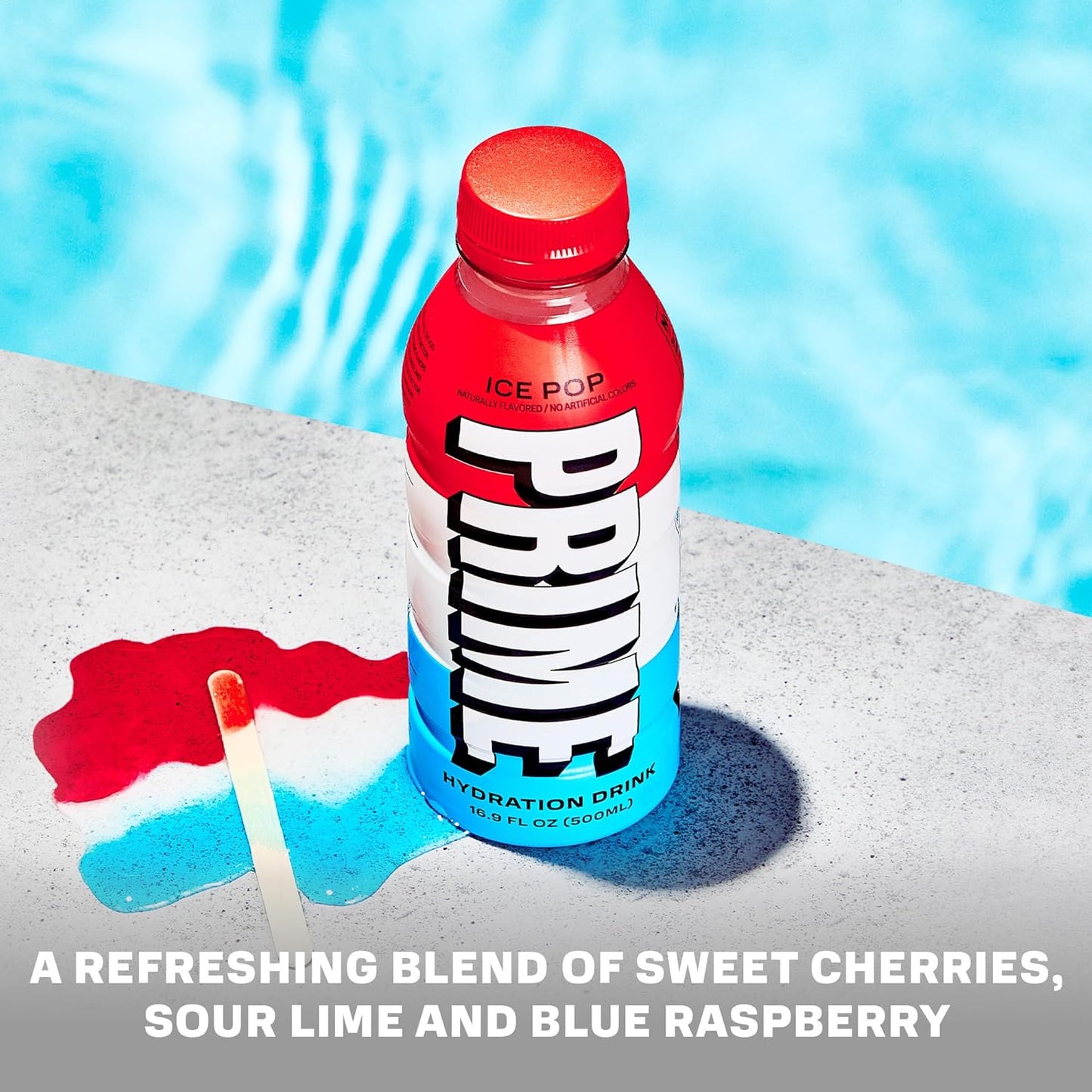 PRIME Hydration ICE POP, Sports Drinks, Electrolyte Enhanced for Replenishing Fluids, 250mg BCAAs, B Vitamins, Antioxidants, Low Sugar, 16.9 Fl Oz, 12 Pack