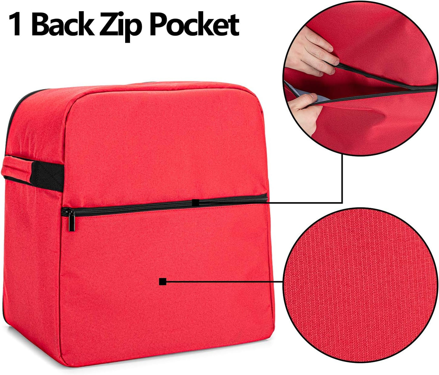 Luxja Dust Cover Compatible with 6-8 Quart KitchenAid Mixers (with a Bottom Padding Pad), Dust Cover (Clear Front Panel) for Stand Mixers and Extra Accessories, Red (Patented Design)