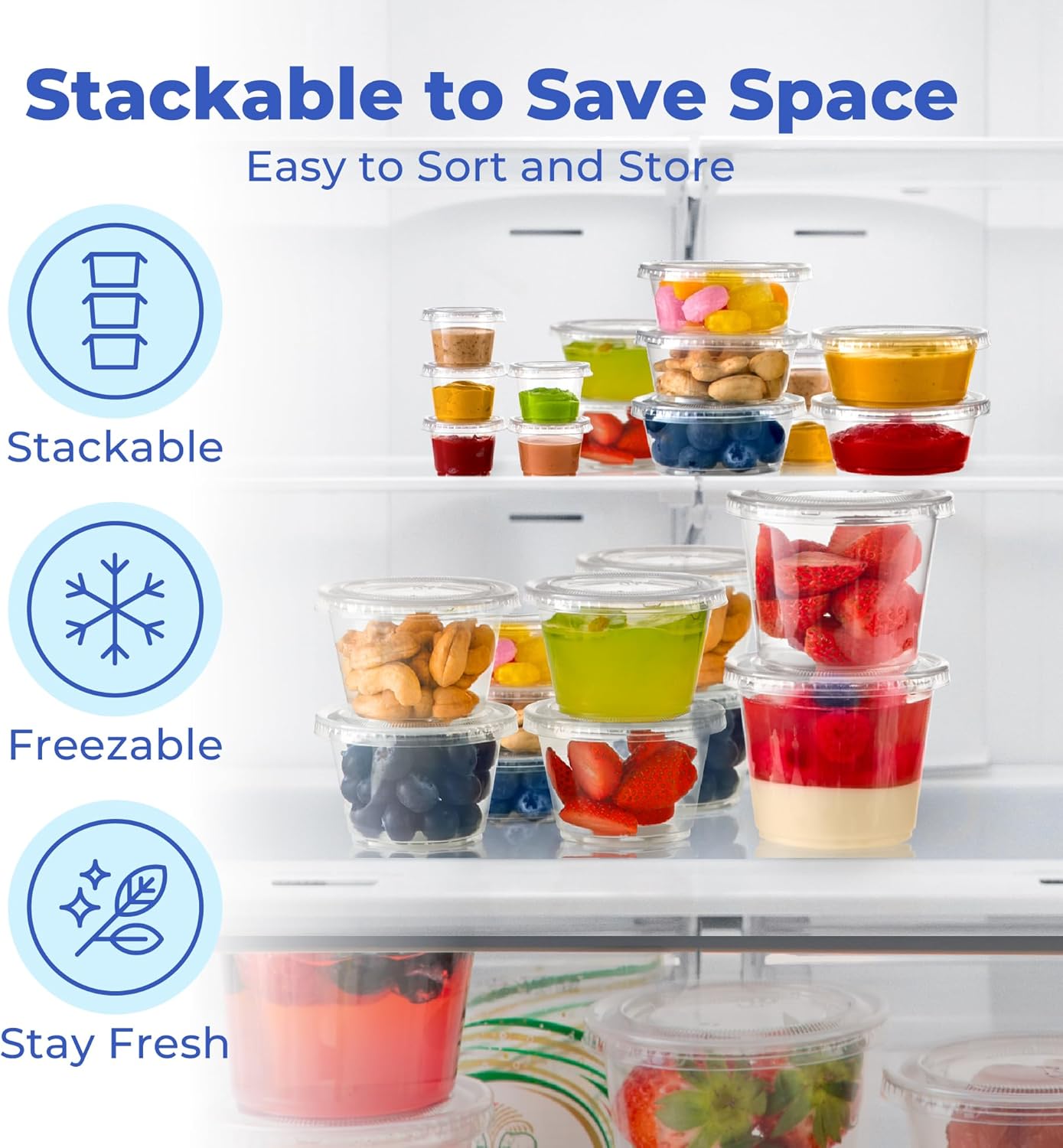 Fit Meal Prep 1250 Pack 4 oz Jello Shot Cups with Lids, Disposable Souffle Portion Cups for Sauce