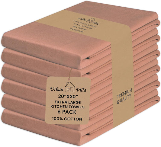 Urban Villa Kitchen Towels Solid Rust Towels Set of 6 20" X30” 100% Cotton Highly Absorbent Quick Drying Dish Cloths & Dish Towels Thanksgiving Fall Tea Towels with Hanging Loop Towels