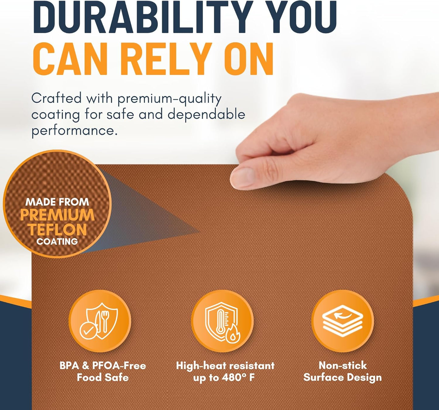 Toaster Oven Liners for Bottom of Oven (2 Pack) Reusable Non-Stick Heat Resistant Toaster Liners, Compatible with Ninja, Cuisinart, Emeril Lagasse & More, Toaster Mat, 12"x12" (Copper)