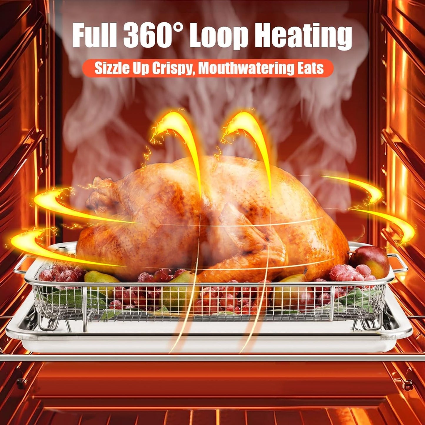 Air Fryer Basket for Oven 15.6" x 11.6",With Basket and Tray Set,Non-Stick Stainless Steel Oven Air Fryer,With 100 PCS Parchment Papers