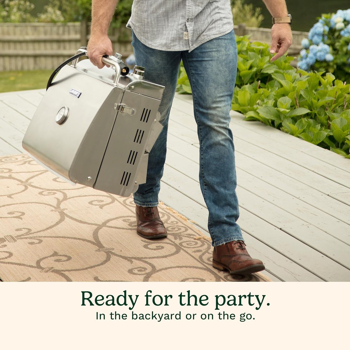 Cuisinart Chef's Style Tabletop Portable Propane Gas Grill, 20,000 BTU Stainless Steel 2-Burner Outdoor BBQ Grill for Camping, Tailgates, BBQ, Hassle-Free Setup