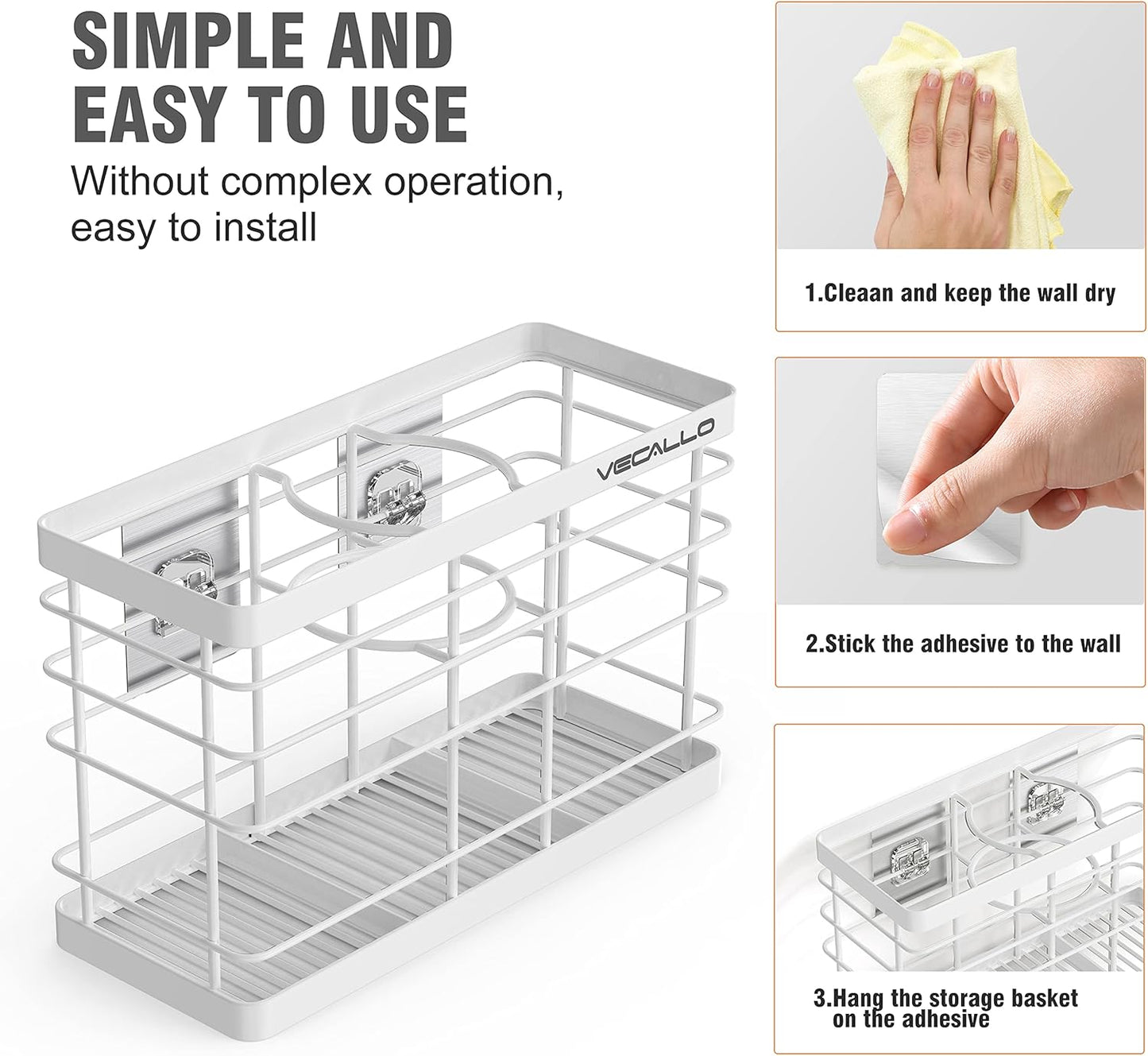 Hair Tool Organizer, Curling iron stands, Bathroom Organizer Basket Hair Supplies Organizer Storage Hair Dryer Holder- Wall Mount No Drilling