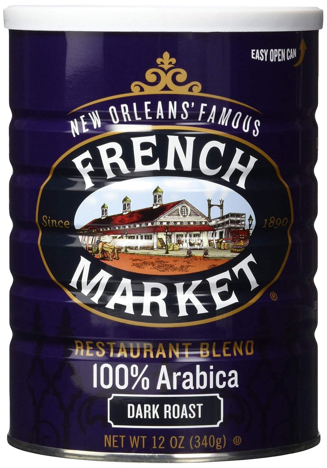 French Market Coffee & Chicory Restaurant Blend Dark Roast Ground Coffee, 12oz Can (Pack of 1)