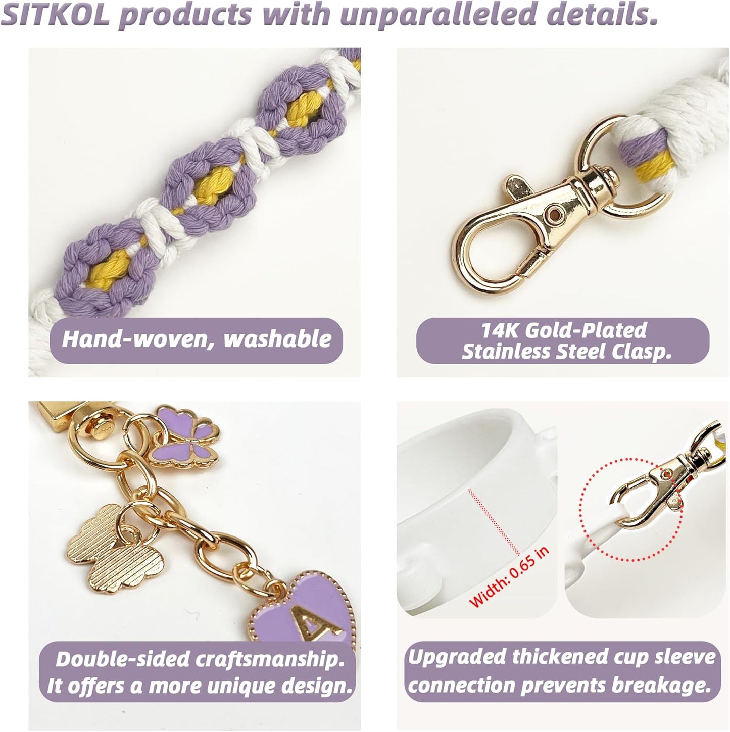 Cute Letter Charm Set Compatible with Owala Water Bottle 24 oz, 32 oz, 40 oz, Owala Kids, Owala Coffee Tumbler, Owala FreeSip – Includes Handle Strap, for Owala Accessories & Stanley Cup Accessories