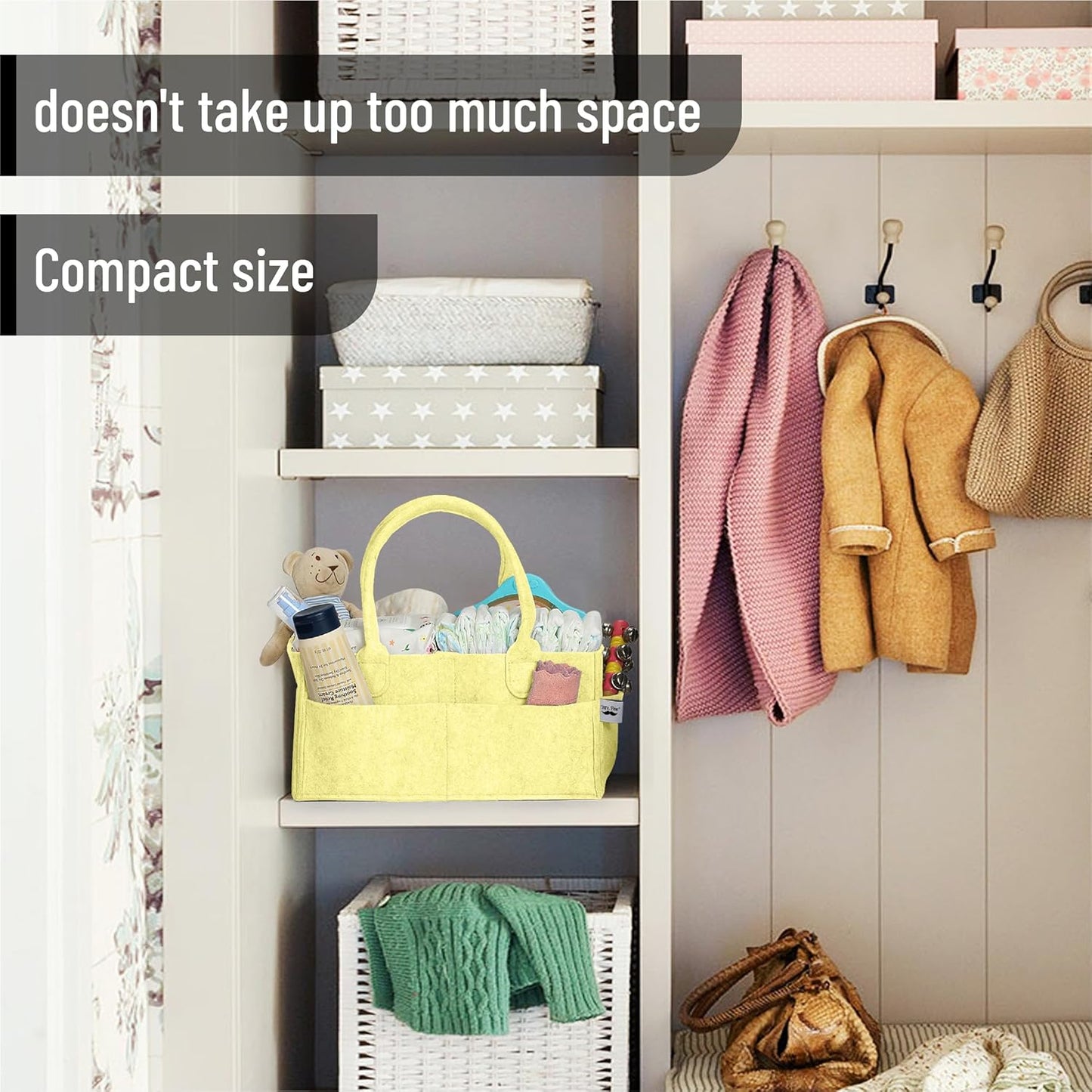 Mr. Pen- Baby Diaper Caddy Organizer, Lemon Glow, Baby Caddy Organizer with Handle, Compact Size, Collapsible & Portable