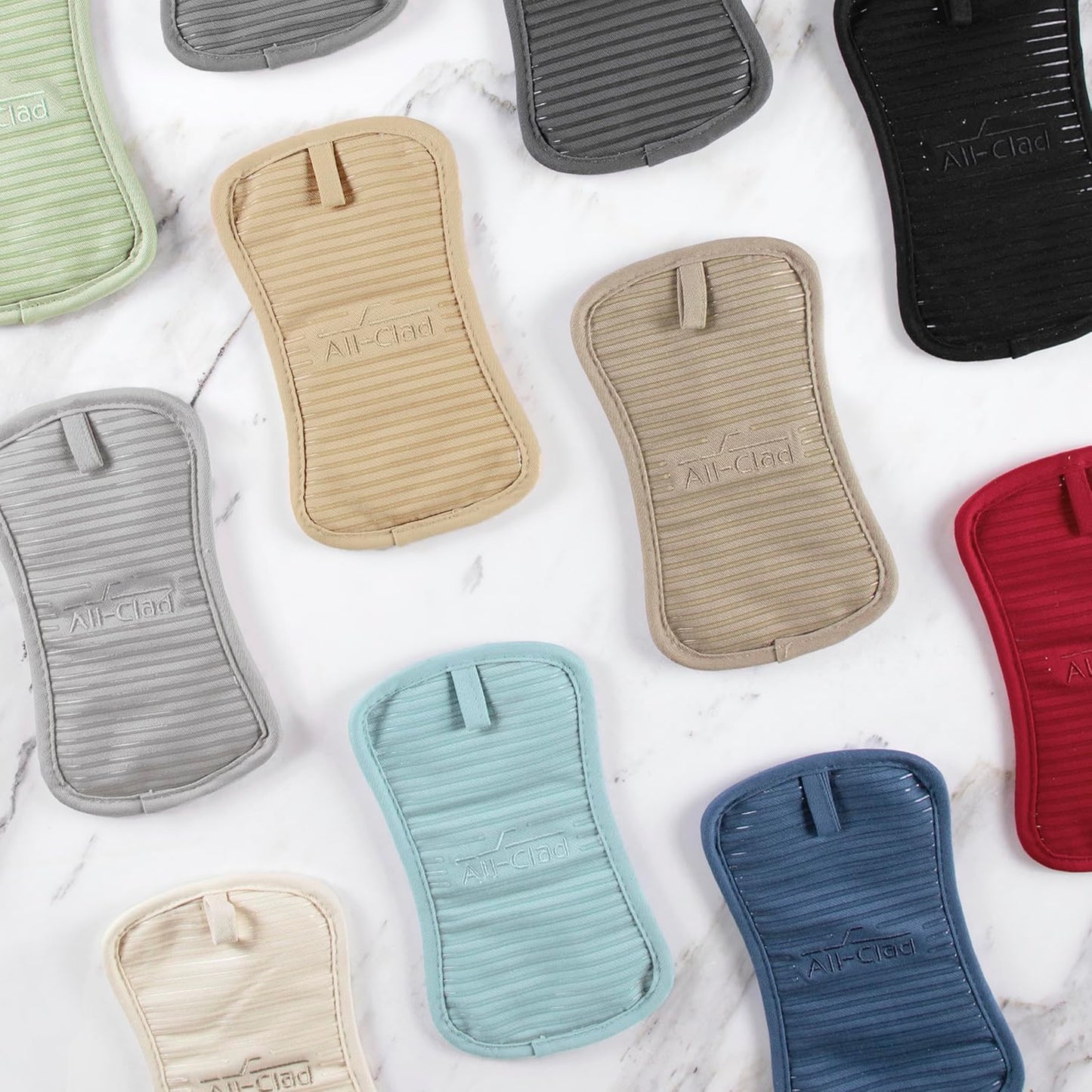 All-Clad Premium Pot Holder & Hot Pad: Heat Resistant to 500 Degrees - 100% Cotton, 10"x6.25" Hot Pad for Kitchen and Barbeque, 4-Pack, Pewter