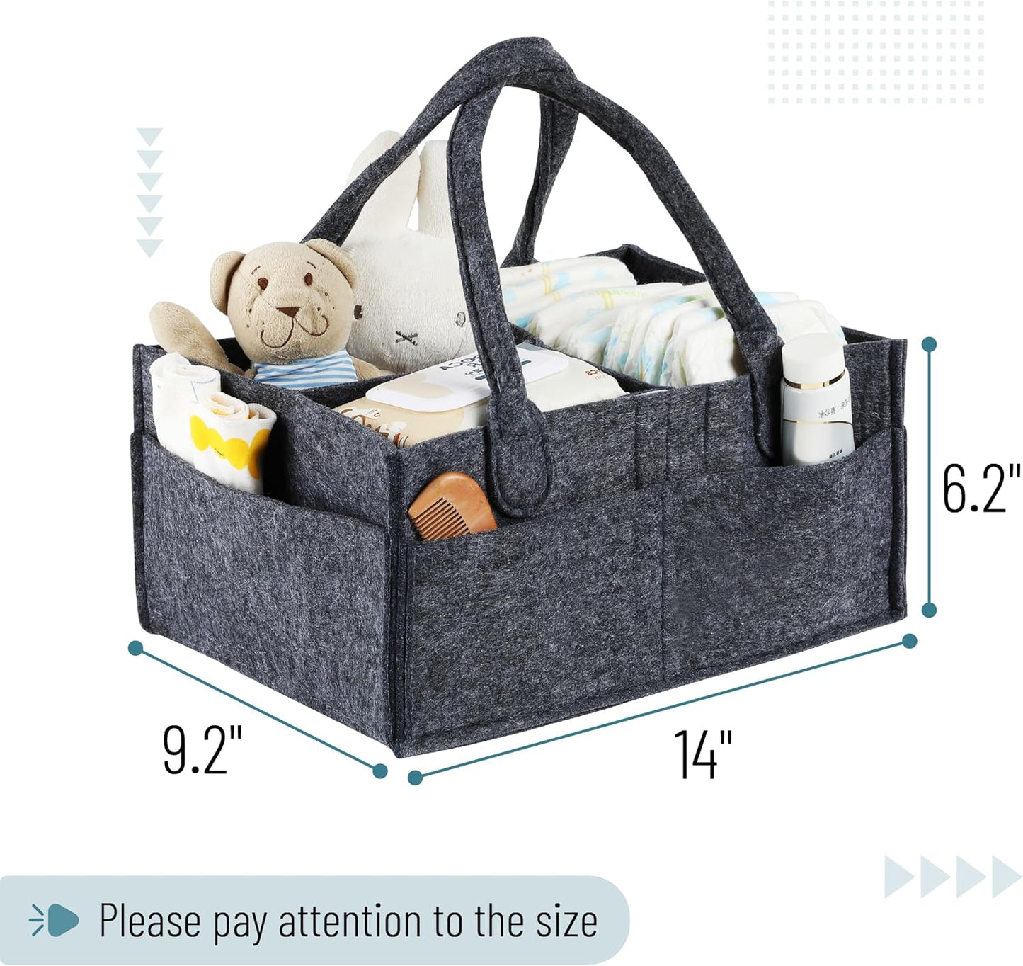 Mr. Pen- Baby Diaper Caddy Organizer, Charcoal Gray, Diaper Organizer, Car Diaper Caddy, Baby Caddy Organizer, Portable Diaper Caddy, Diaper Organizer for Changing Table, Baby Organizer for Nursery
