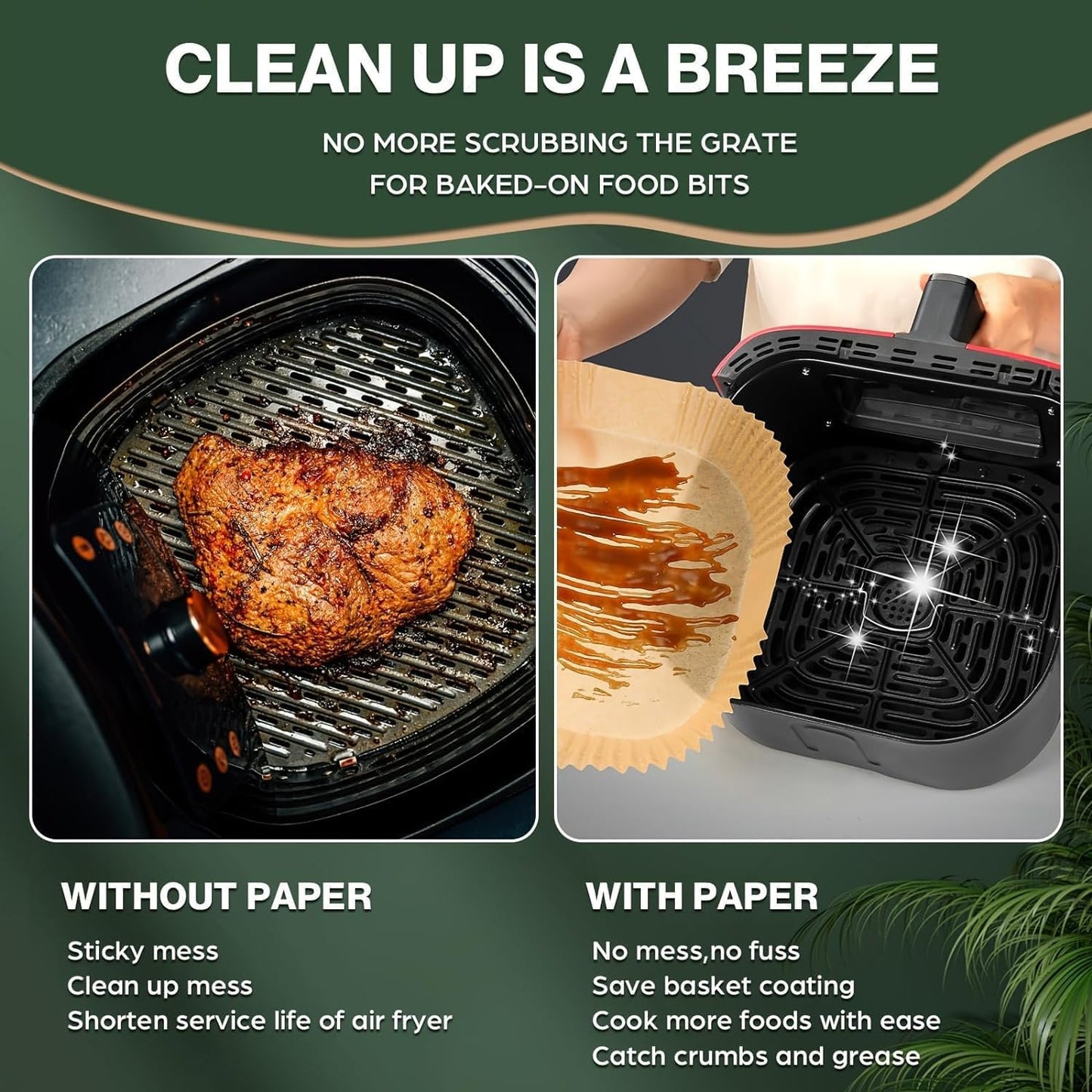 Air Fryer Paper Liners Disposable: 150Pcs 8 Inch Special Square Liners for Air Fryer, Grease and Water Proof Non Stick Basket Parchment Paper