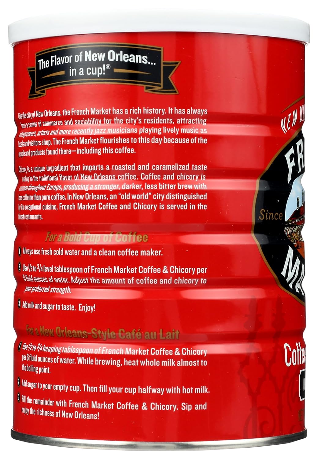 French Market Coffee & Chicory Dark Roast Ground Coffee, 12oz Can (Pack of 1)