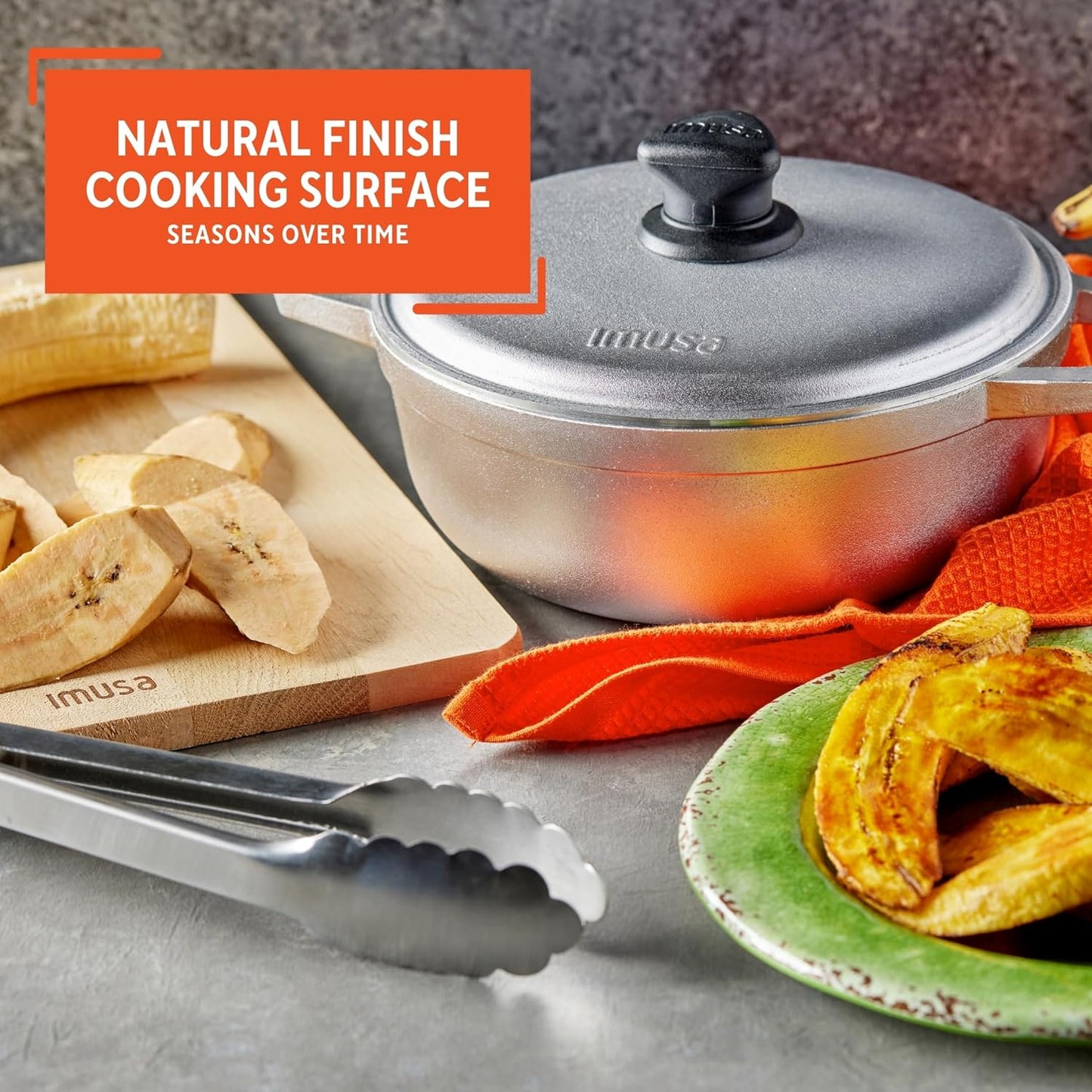 IMUSA Caldero Stock Pot with Aluminium Lid 2QT, Cast Aluminum, Perfect for Serving Small Groups, Riveted Handles, Made in Colombia, Silver