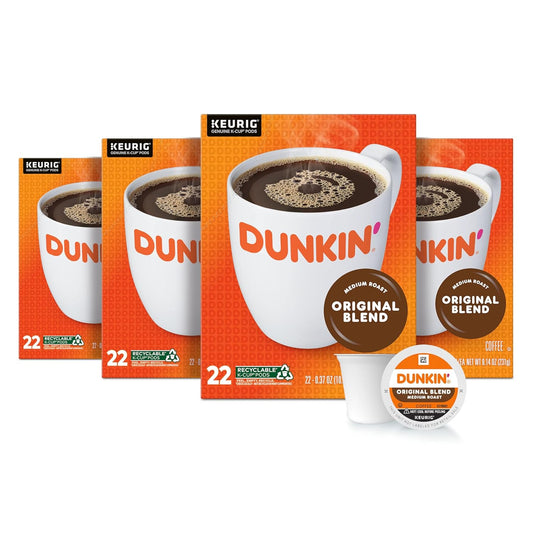 Dunkin' Original Blend Coffee, Medium Roast, K-Cup Pods, 22 Count Boxes (Pack of 4)