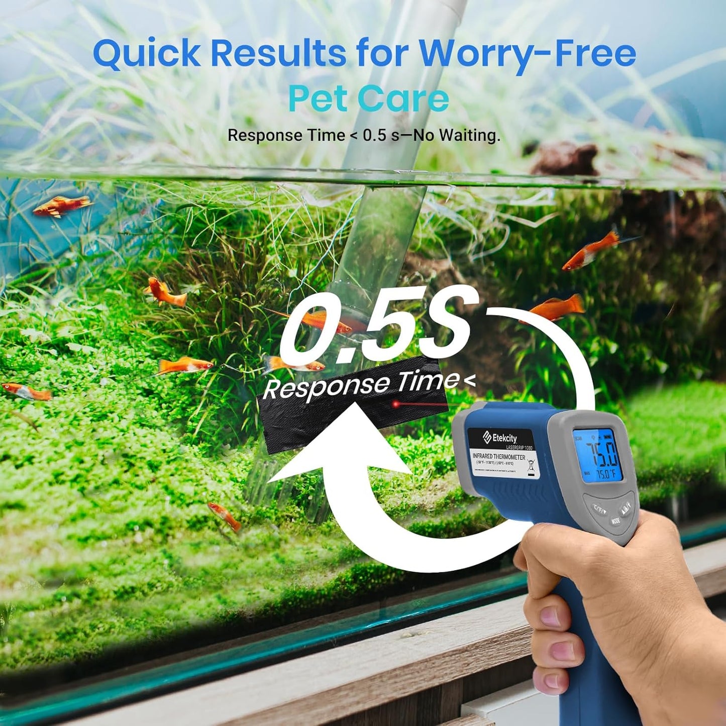 Etekcity Infrared Thermometer 1080, Heat Temperature Temp Gun for Cooking, Laser IR Surface Tool for Pizza Oven, Meat, Griddle, Grill, HVAC, Engine, Accessories, -58°F to 1130°F, Blue