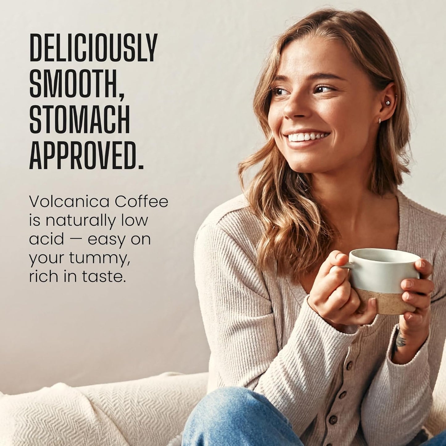 Low Acid Coffee, Blend of Natural Low Acidic Coffee, Whole Bean, Medium Roast, Fresh Roasted, 11-ounces