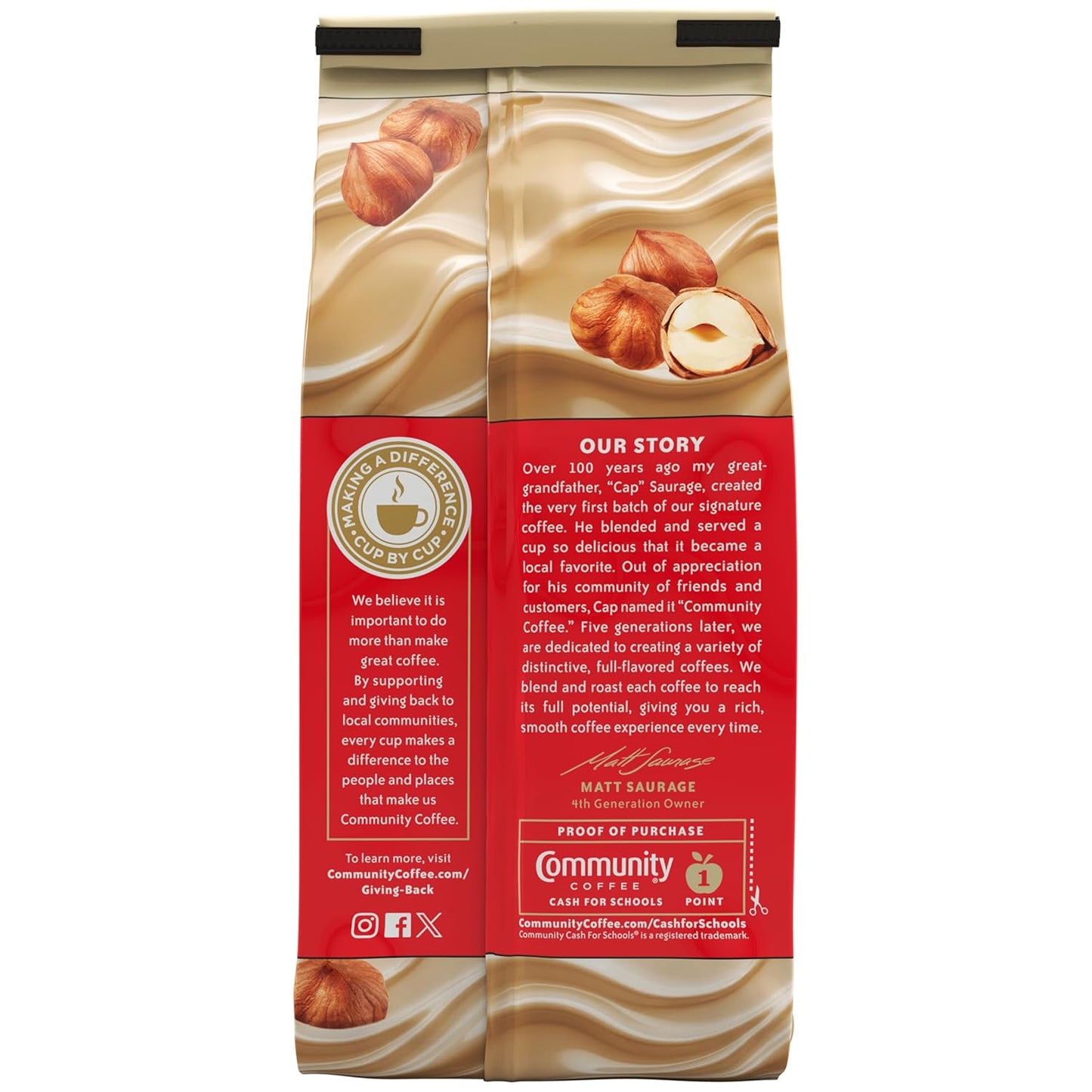 Community Coffee Hazelnut Creme Flavored 72 Ounces, Medium Roast Ground Coffee, 12 Ounce Bag (Pack of 6)