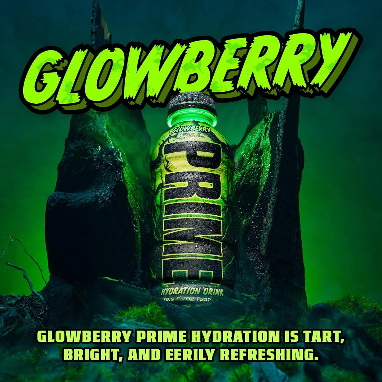 PRIME Hydration GLOWBERRY, Sports Drinks, Electrolyte Enhanced for Ultimate Hydration, 250mg BCAAs, B Vitamins, Antioxidants, Low Sugar, 16.9 Fl Oz, 12 Pack