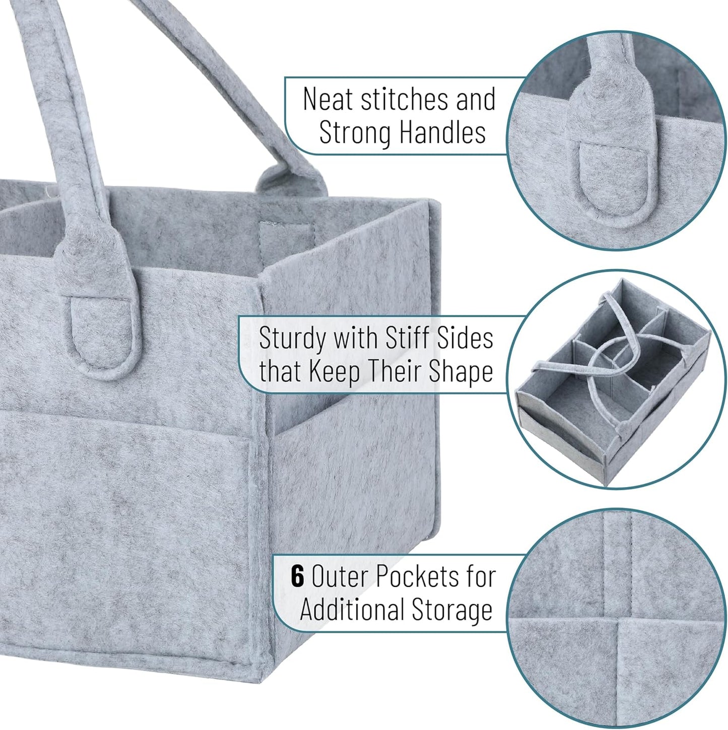 Mr. Pen- Baby Diaper Caddy Organizer, Grey, Large, Diaper Organizer, Car Diaper Caddy