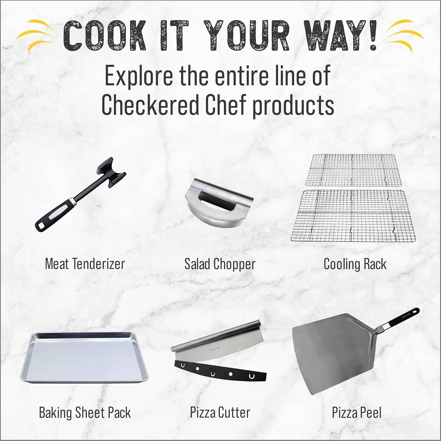 Checkered Chef Baking Sheet Pan and Cooling Rack - Half Sheet, 18" x 13" Aluminum Cookie Sheets and Stainless Steel Wire Rack for Baking