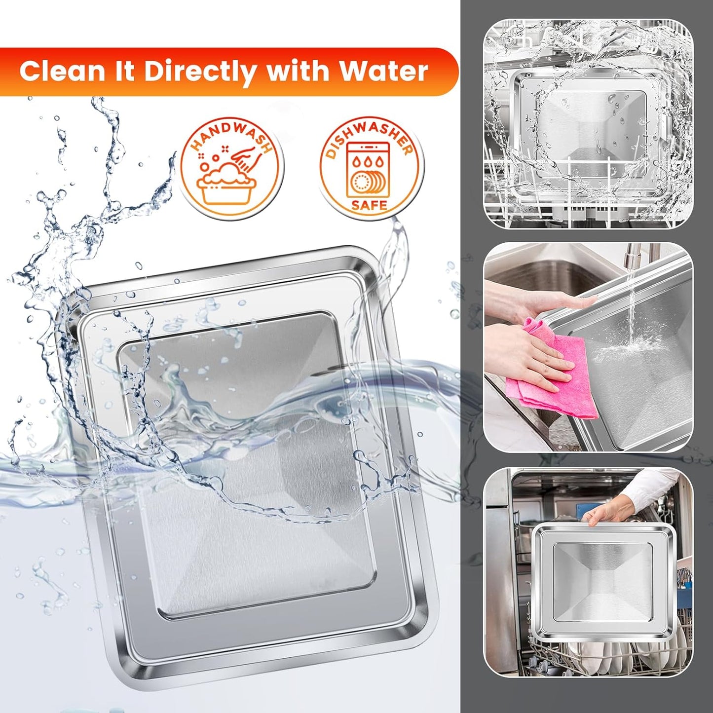 GWY Toaster Oven Tray Replacement for Cuisinart TOA-26 TOA-28 AFR-25 Toaster Air Fryer Convection Oven, Steel Pan Air Fryer Tray Replacement Air Fryer Toaster Oven Accessories