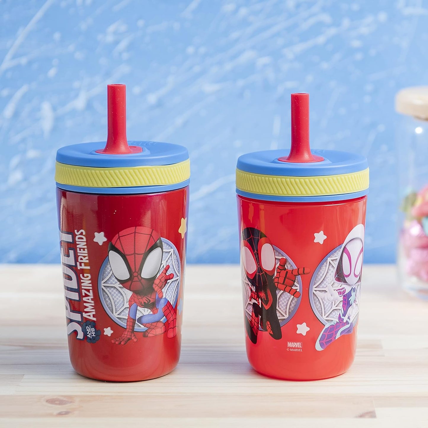 Zak Designs Spidey & His Amazing Friends Kelso Tumbler Set, Leak-Proof Screw-On Lid with Straw, Bundle for Kids Includes Plastic & Stainless Steel Cups with Bonus Sipper, 3pc, Non-BPA (Pack of 12)