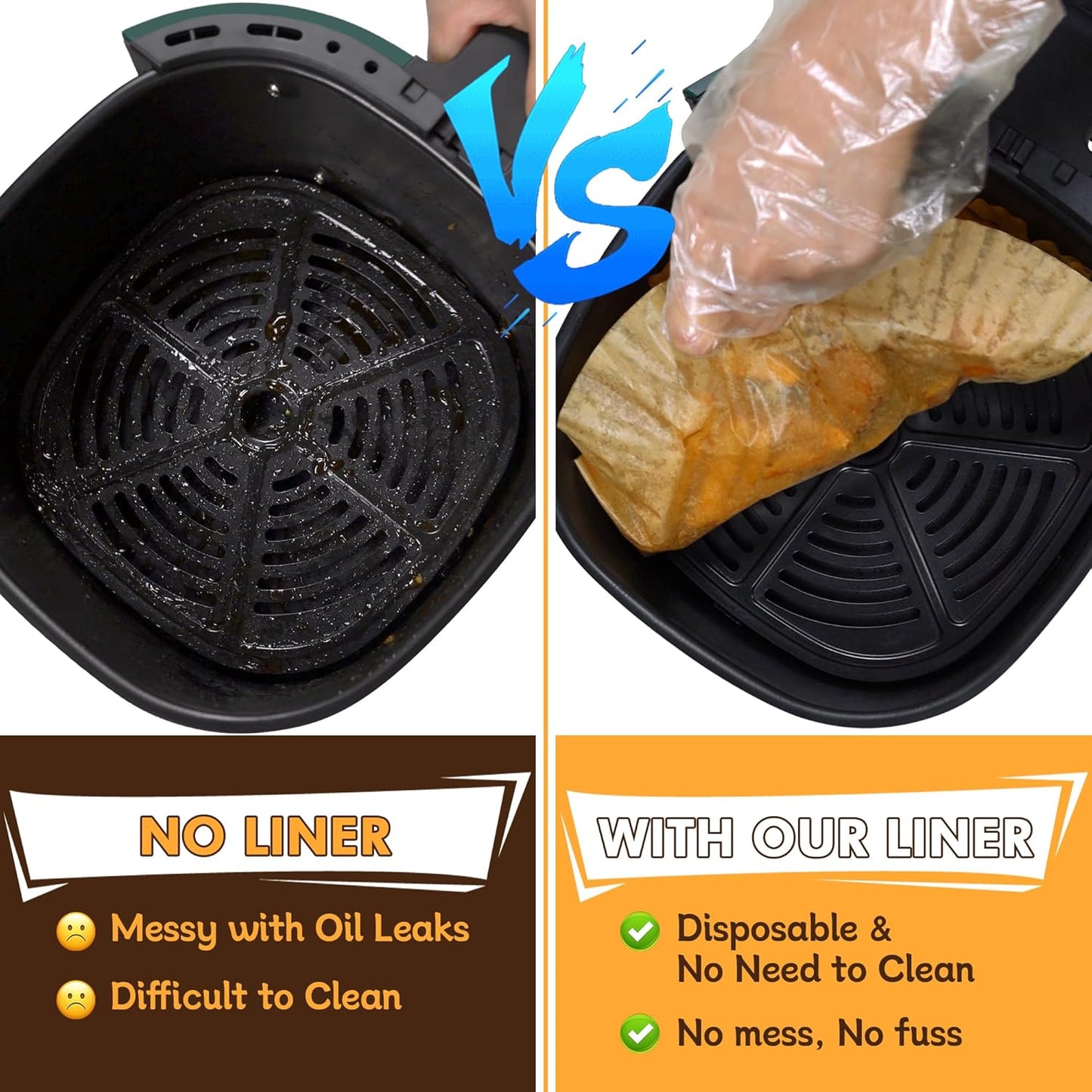 Air Fryer Liners Disposable, 100PCS 8 Inch Non-stick Air Fryer Parchment Paper Liners, Round Free of Bleach Airfryer Liners for 5-8QT Air fryer, Baking, Roasting Microwave