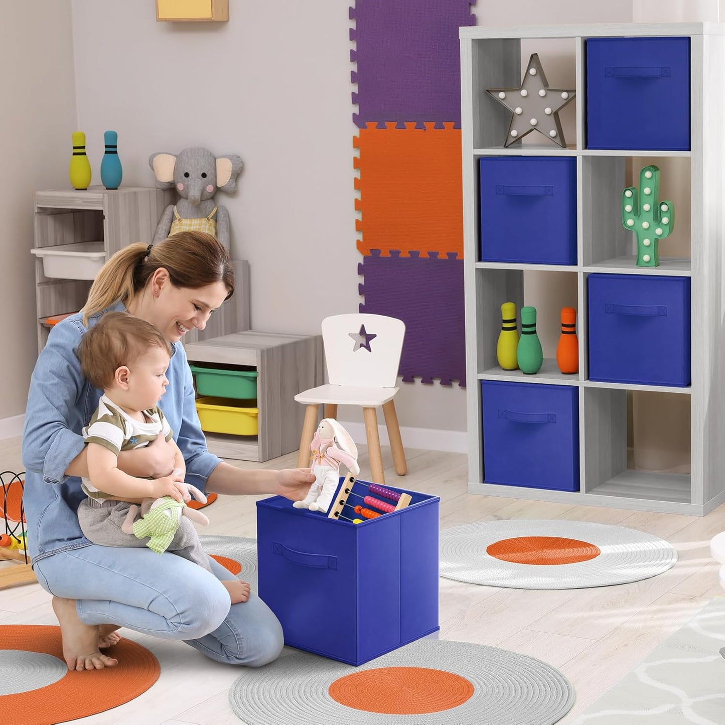 Sorbus Fabric Storage Cubes - 6 Foldable Storage Bins for Organizing Pantry, Cubbies, Toy Box - Clothes Storage & Closet Organizer - 13 Inch Collapsible Cube Baskets for Shelves with Handle