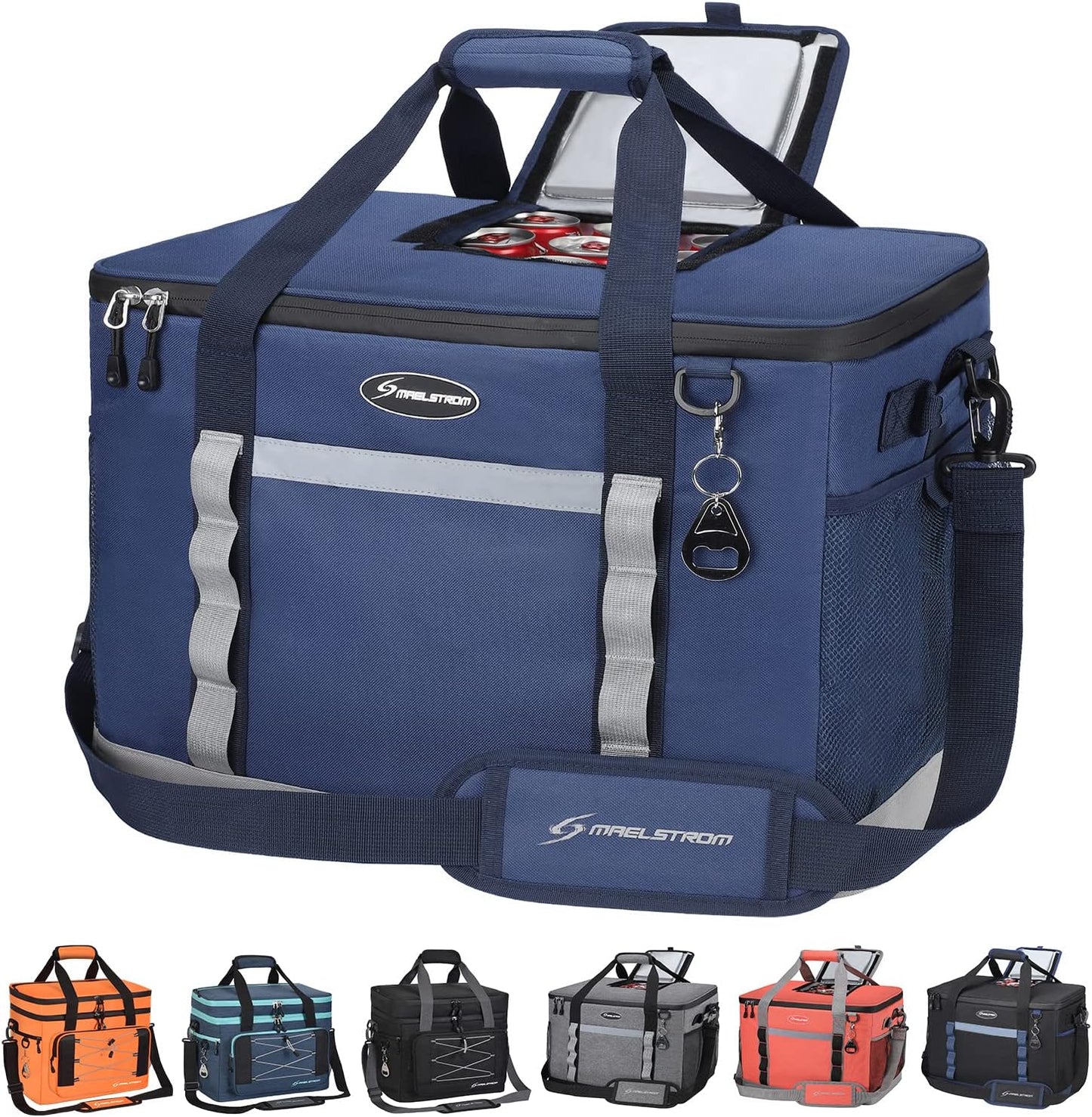 Maelstrom Collapsible Soft Cooler Bag, 24/30/60/75 Cans Beach Cooler, Ice Chest, Leakproof & Portable for Beach, Camping, Road Trips & Grocery Shopping