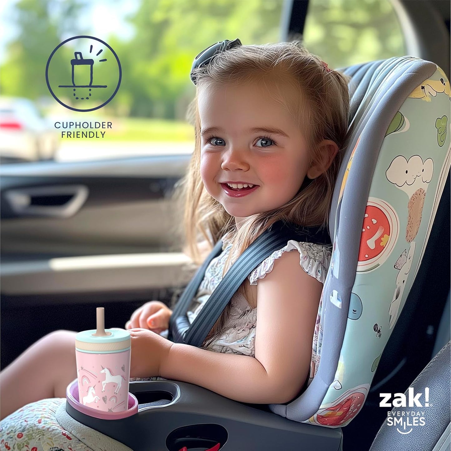 Zak Designs Kelso Toddler Cups For Travel or At Home, 12oz Vacuum Insulated Stainless Steel Sippy Cup With Leak-Proof Design is Perfect For Kids (Zaksaurus)