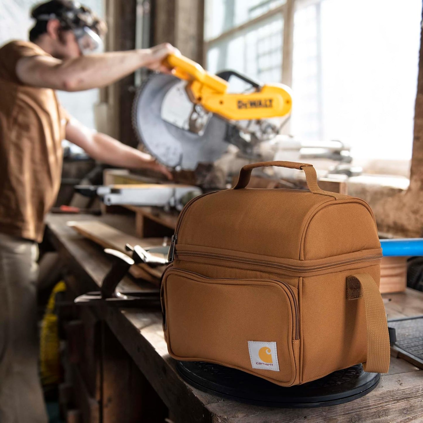 Carhartt Camping Cooler, Worksite Lunchbox, Soft Shell Lunch Bag for Construction Sites, Work and Everyday Use, Brown